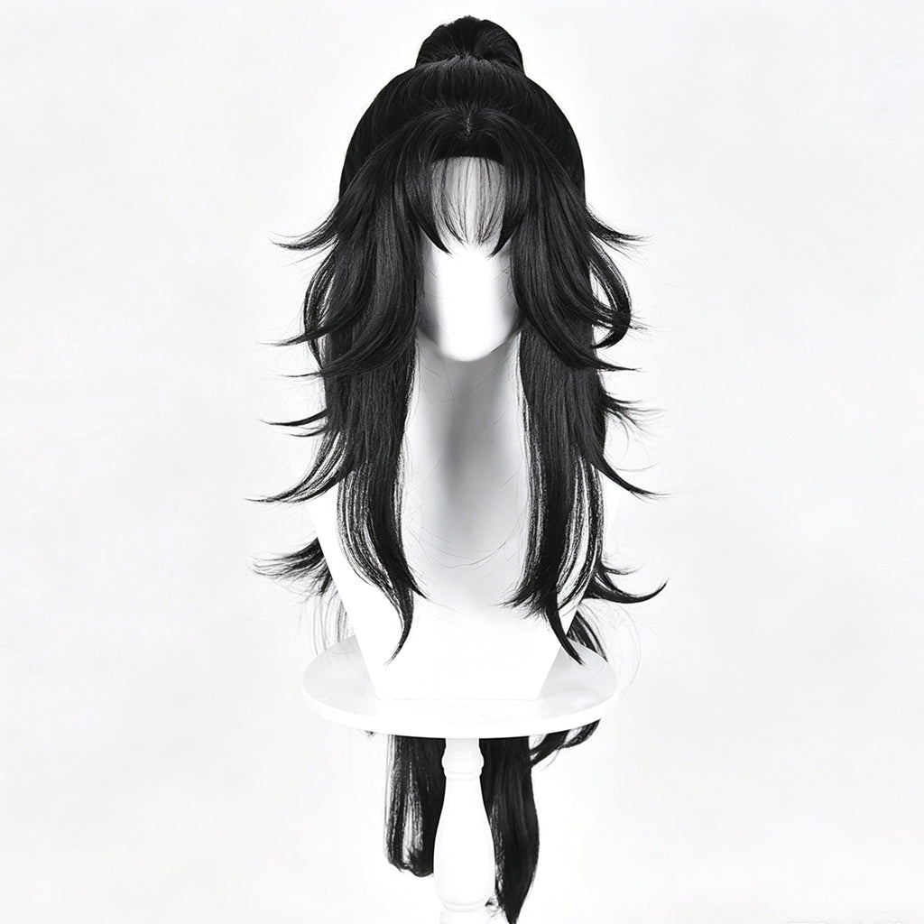 Demon   Slayer Kokushibou   Black   High Ponytail   Basic   Wig