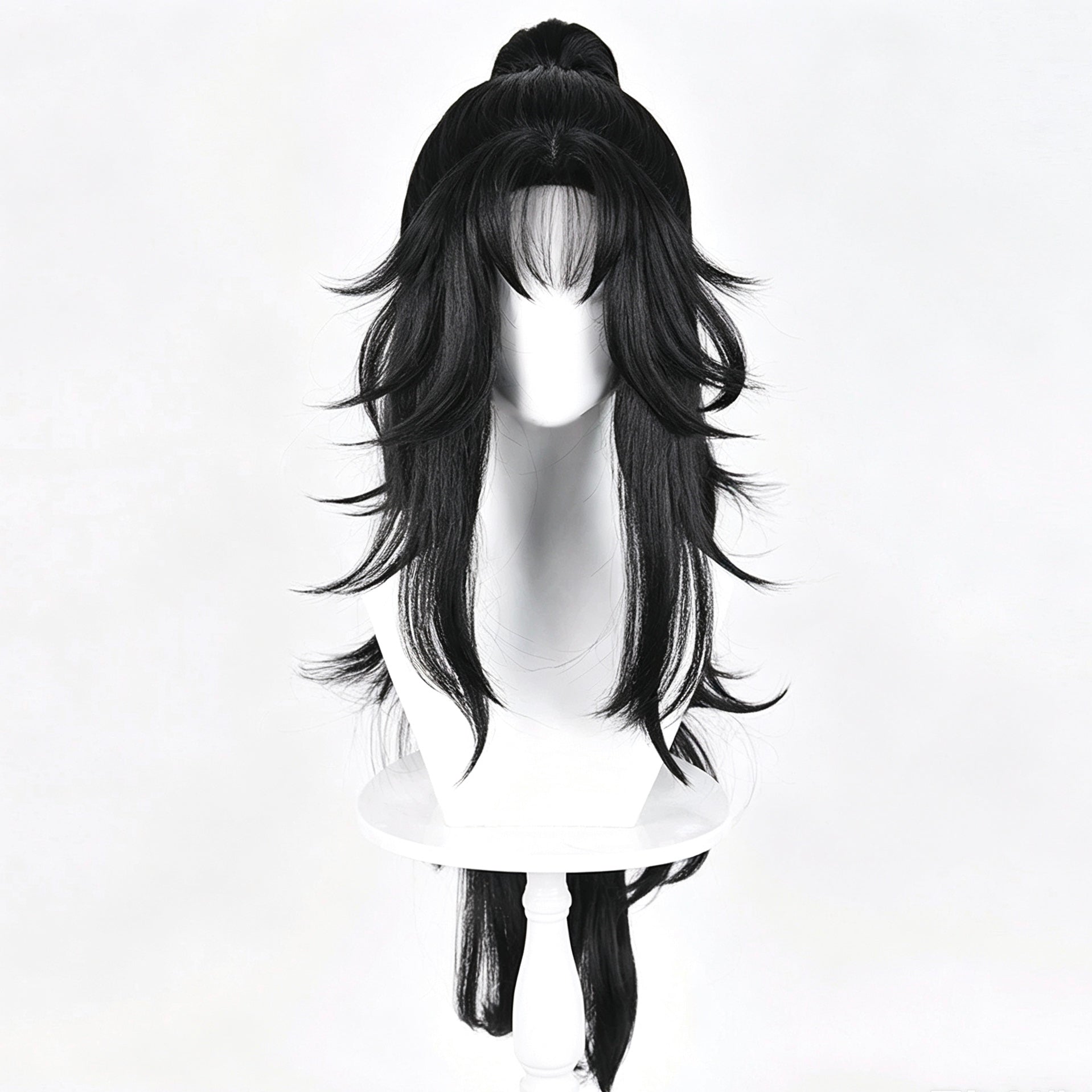 Demon   Slayer Kokushibou   Black   High Ponytail   Basic   Wig