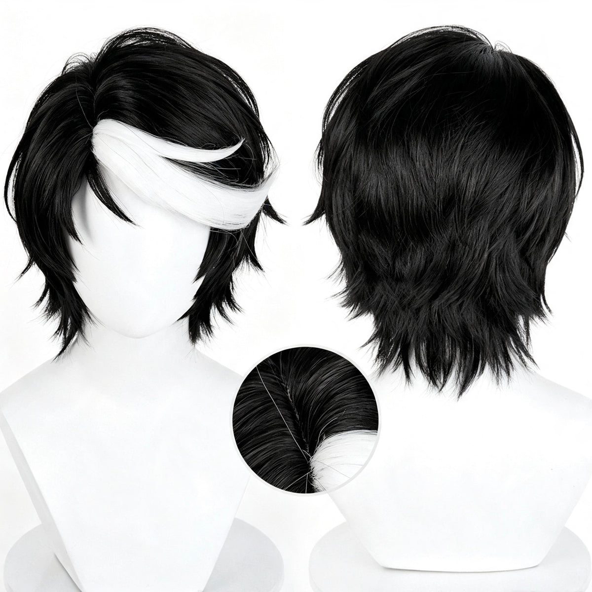 IdentityV   Seer   Eli   Clark (Noir)   Short   Black White   Hair   Basic   Wig