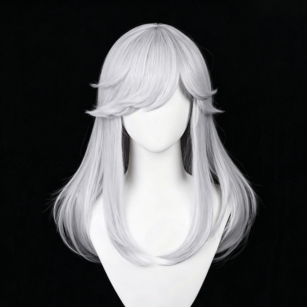 Genshin   Impact   Cyno Long   White   Hair   Basic Wig