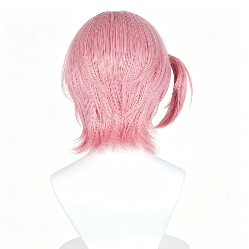 Genshin   Impact Charlotte   Hellock Variation   Sakura   Pink Short   Wig   Detachable Tiger   Clip   Mini   Ponytail Realistic   Scalp   Top Basic   Wig