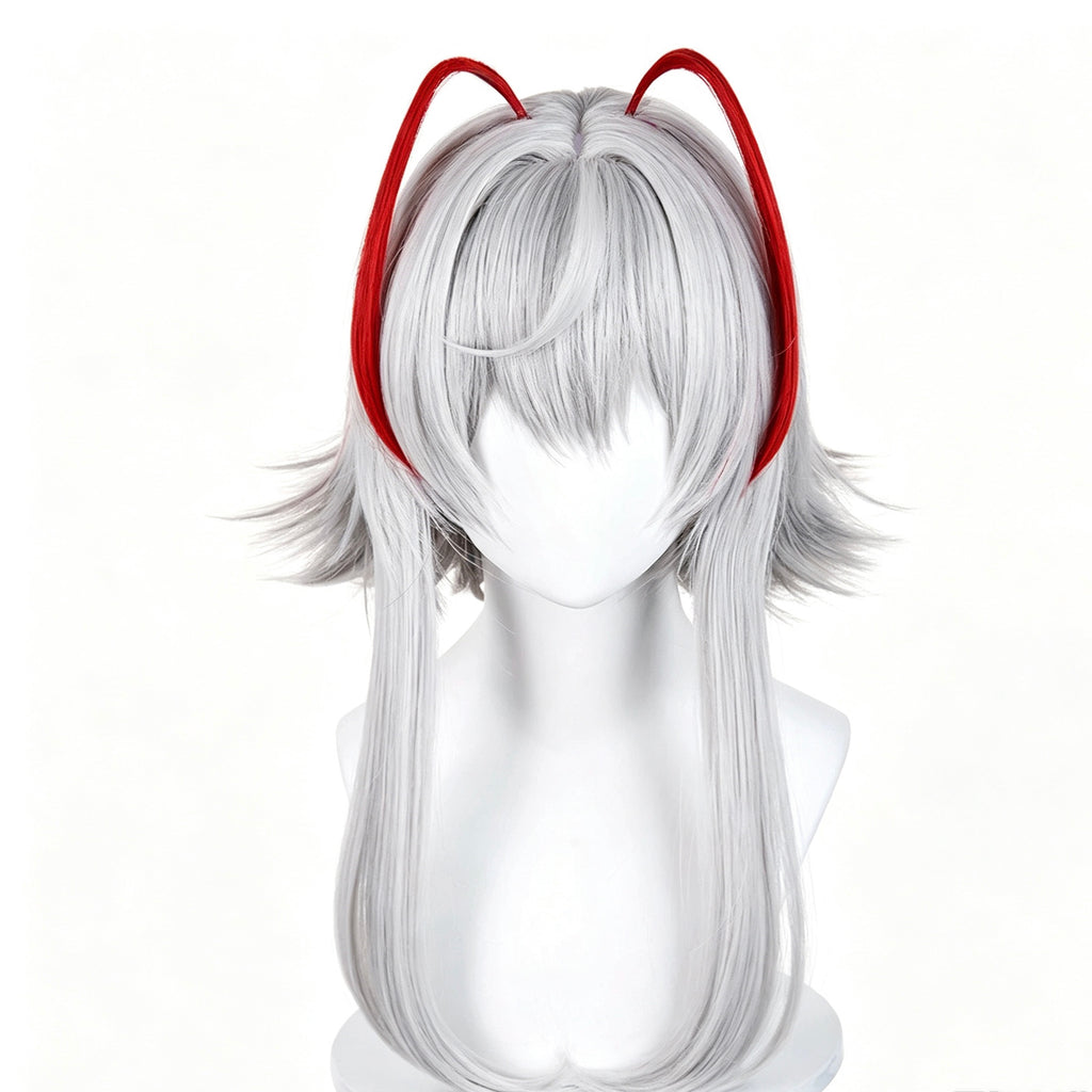 Arknights   Wiš'adel Delta   Force   Long   Silver Grey   Red   Hair   Basic Wig