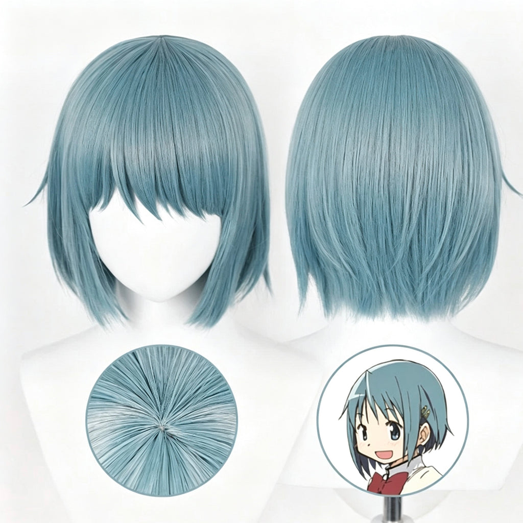 Puella   Magi   Madoka Magica   Miki   Sayaka Short   Bule   Hair   Basic Wig