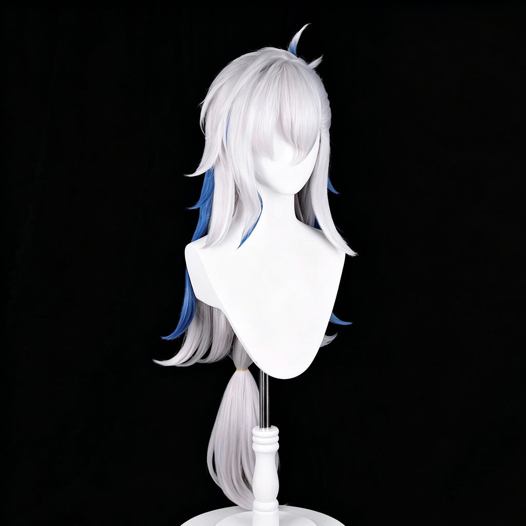 Genshin   Impact Neuvillette   Long   White Blue   Hair   Basic   Wig