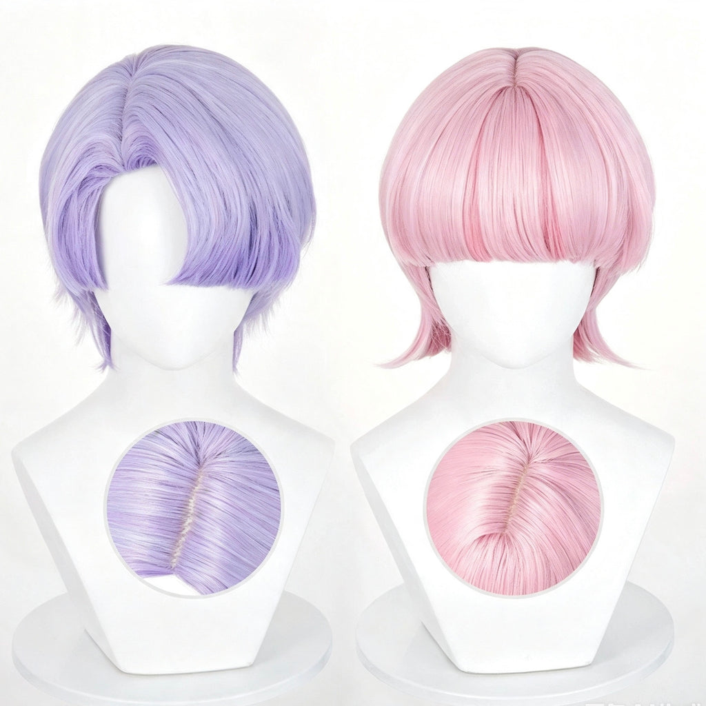Panty   &   Stocking   with Garterbelt Scanty/Kneesocks Short   Pink/Purple   Hair Basic   Wig