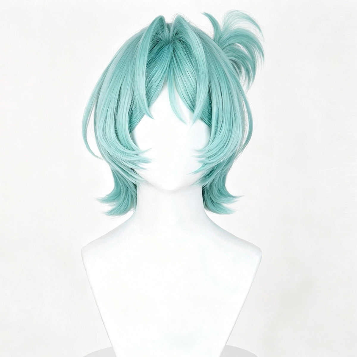 Zenless   Zone   Zero Roxie   Wig   Mint Cyan‑Blue   Realistic Scalp   Top   Short   Wig With   Detachable Alligator‑Clip   Ahoge Ponytail   Basic   Wig