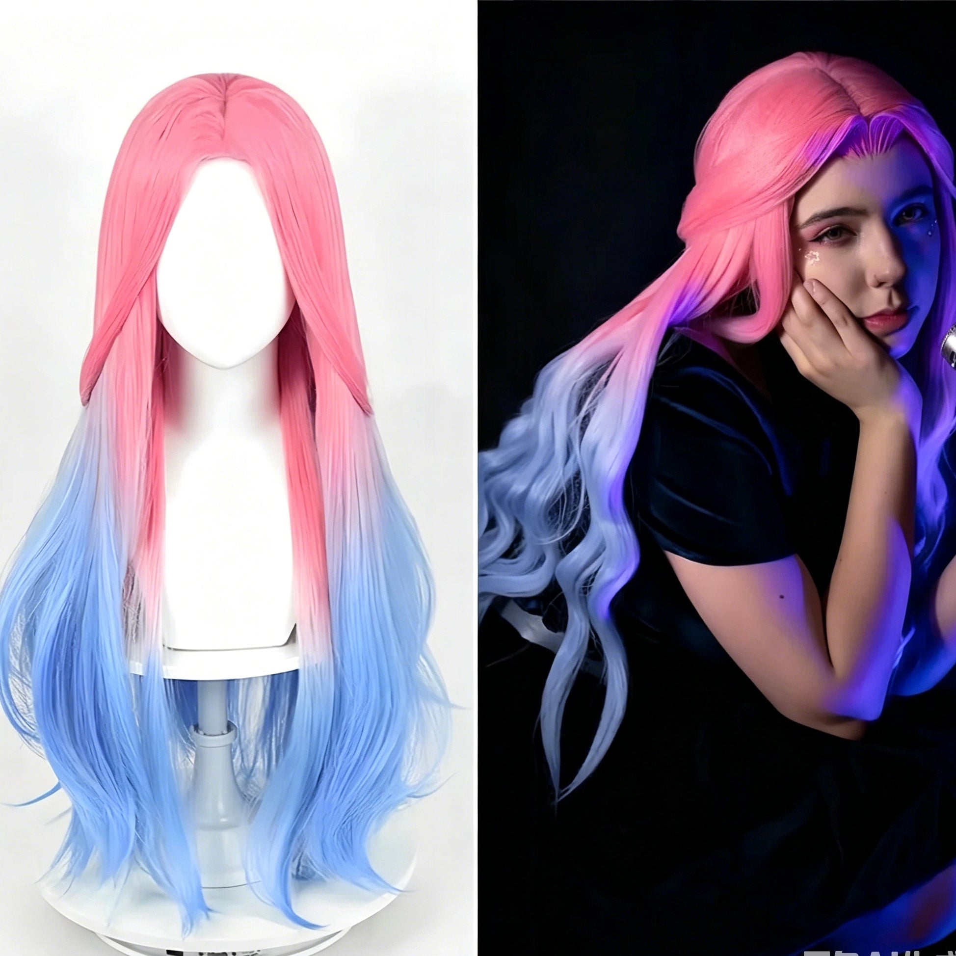 Alien   Stage   Mizi   Long Pink   Blue   Hair   Basic Wig