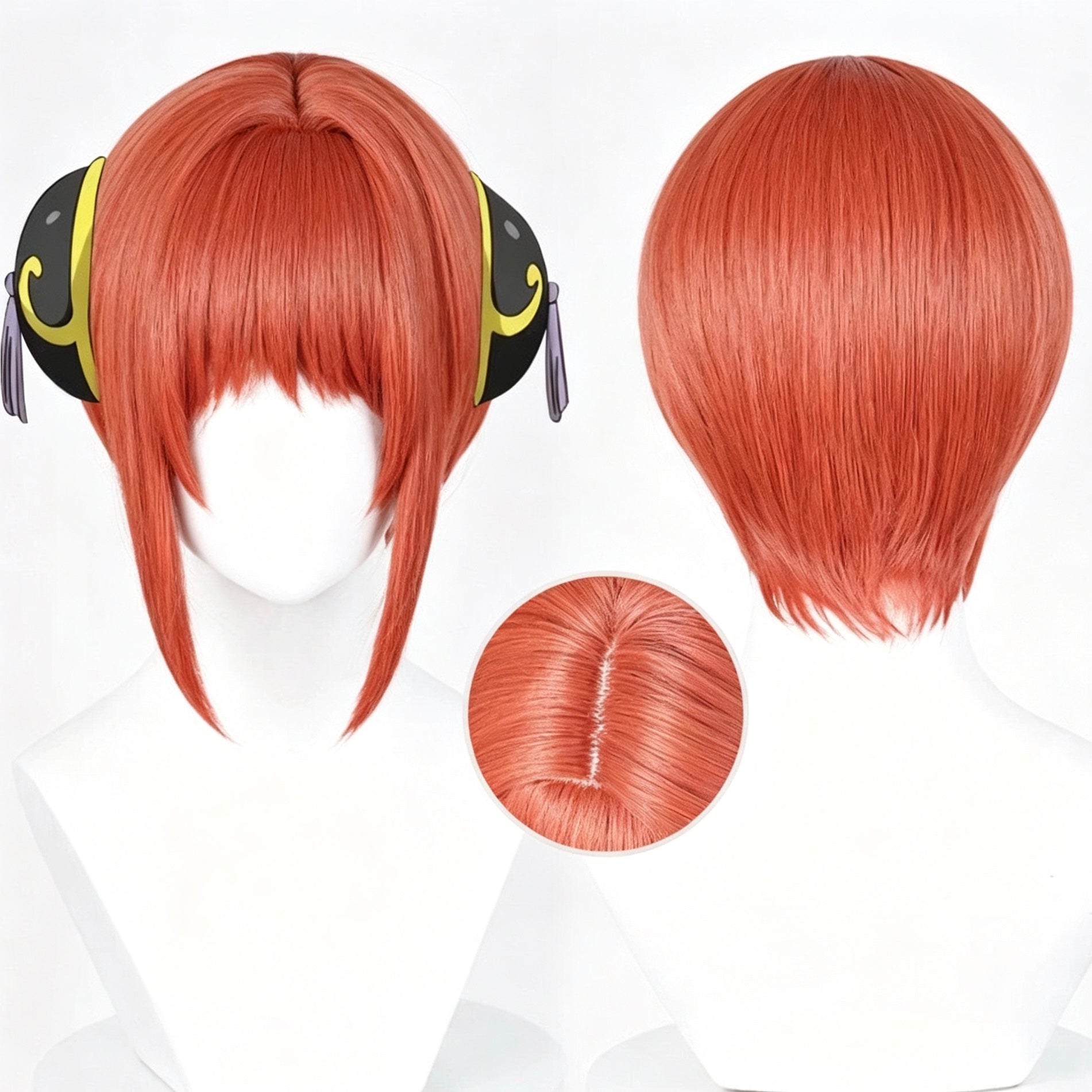 Gintama Kagura Basic Cosplay Wig Red Orange Short Synthetic Hair Wig