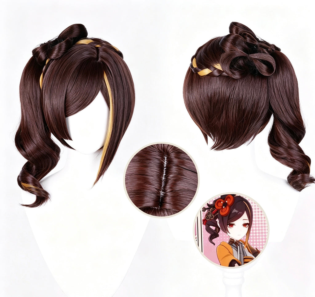 Genshin   Impact   Chiori Long   Brown   Hair   Basic Wig