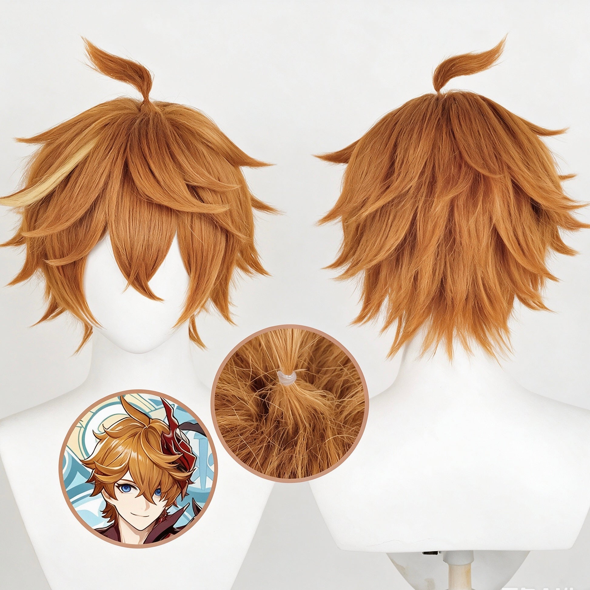 Genshin   Impact Tartaglia   Warm Orange   Short   Spiky Basic   Wig