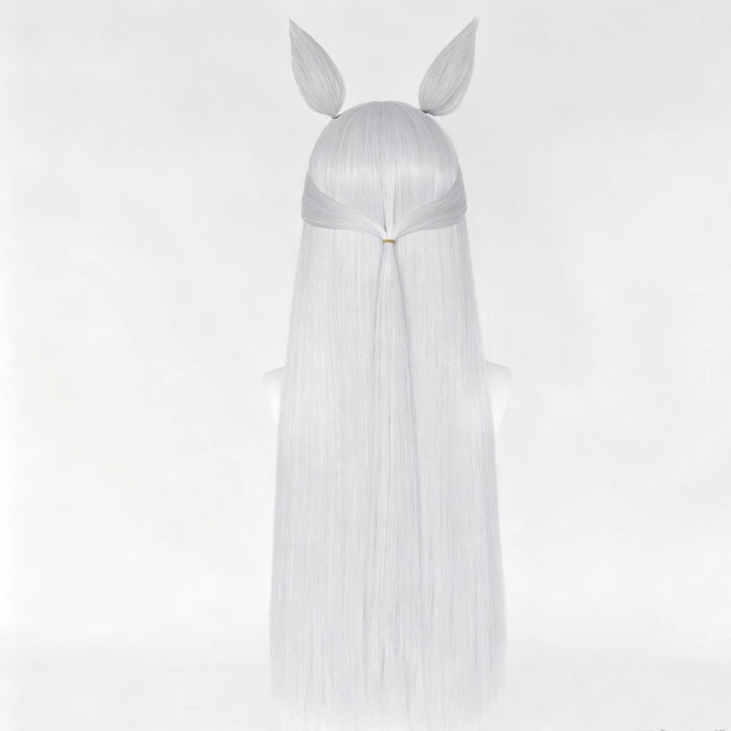 Uma   Musume   Gold Ship   Silver   Gray   Purple Full   Fringe   Long Straight   Basic   Wig