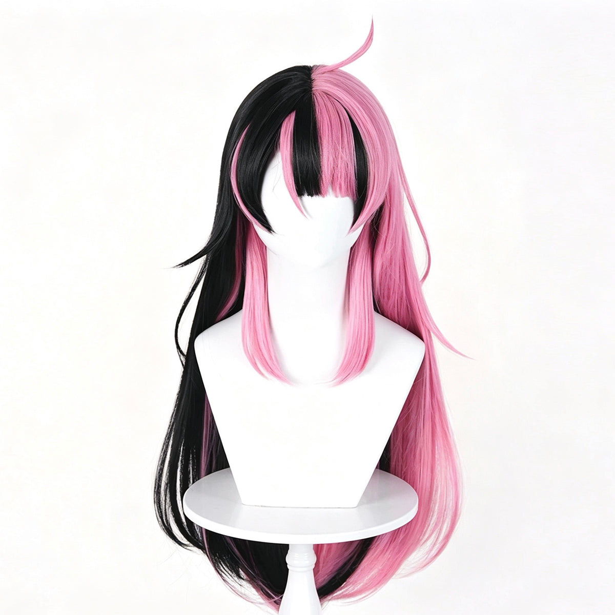 BangDream   MewType Sengoku   Yuno   Wig Half‑Black   Half‑Pink Split   Color   Realistic Scalp   Top   Long Straight