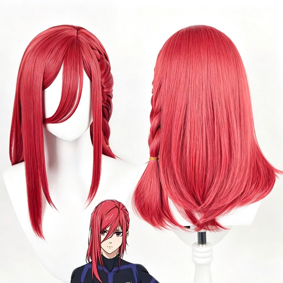 Blue   Lock   Chigiri Hyoma   Long Red   Hair   Basic   Wig