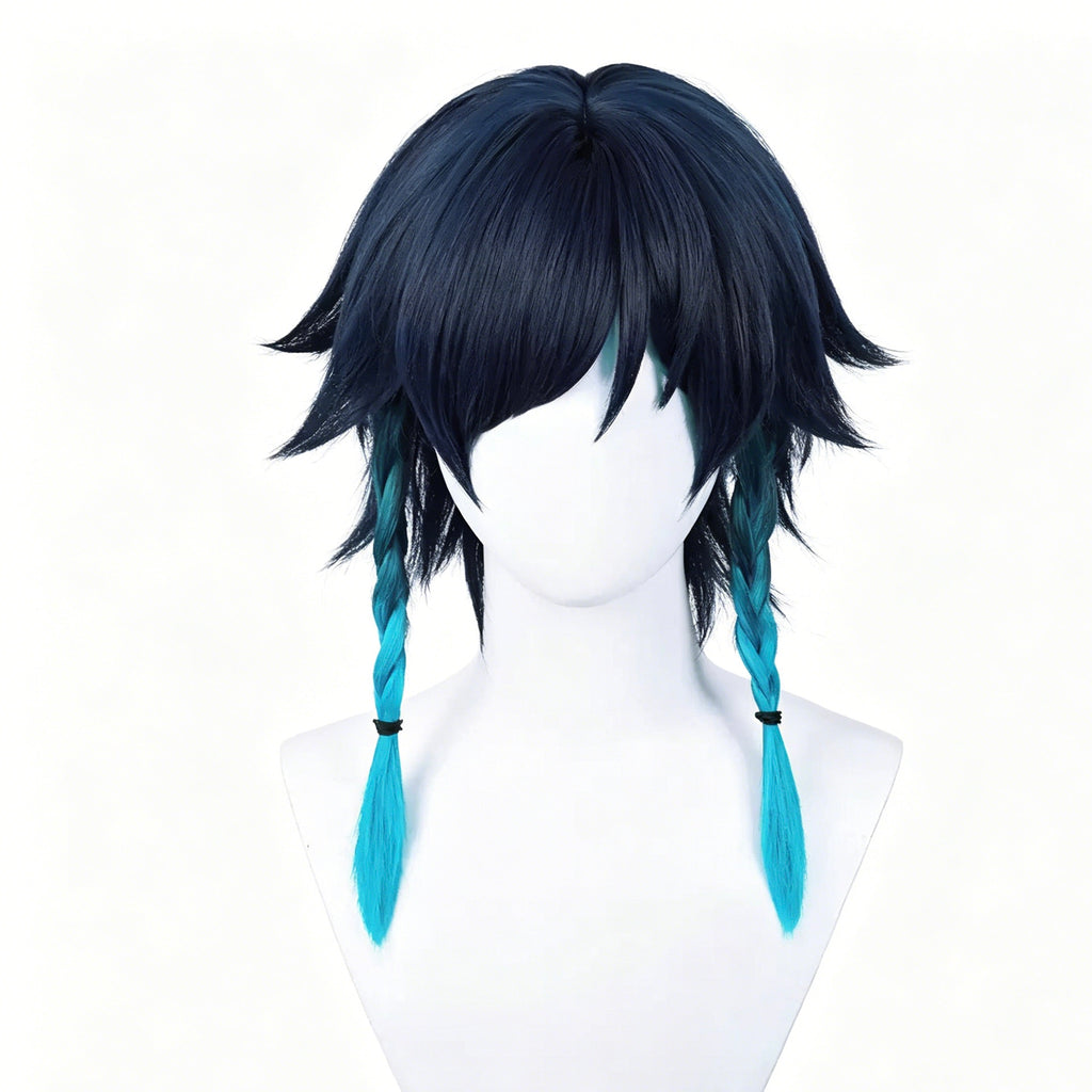 Genshin   Impact   Venti Short   Blue   Hair   Basic Wig