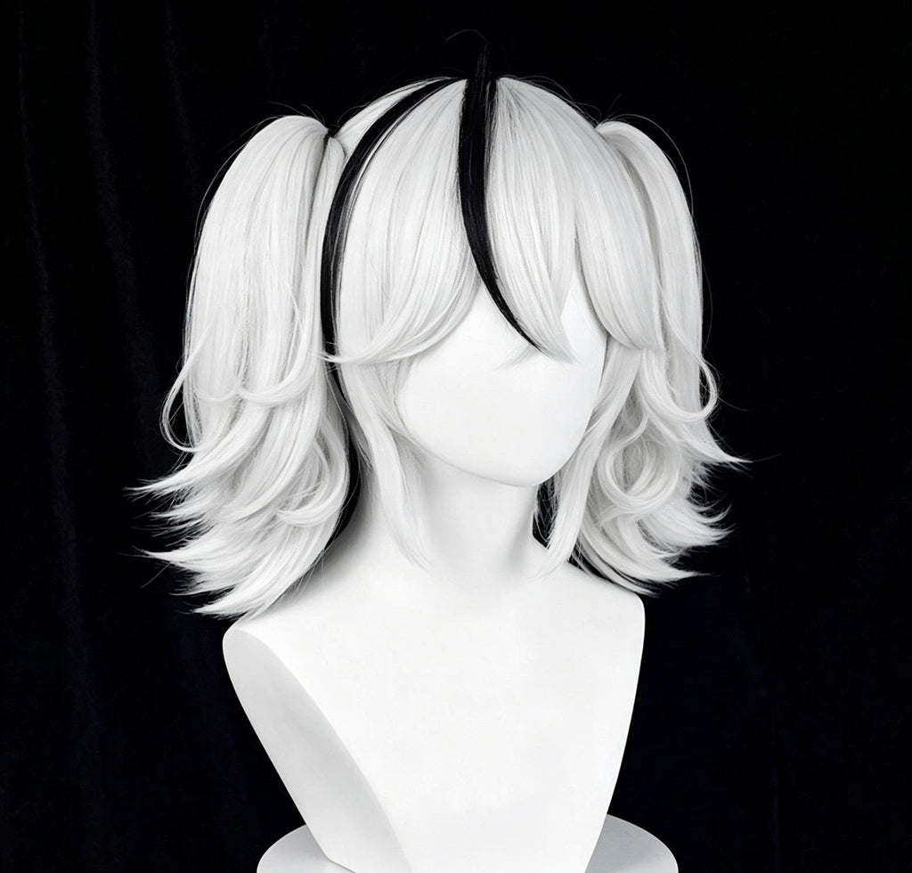 Wuthering   Waves Camellya   Short   White Black   Hair   Basic   Wig