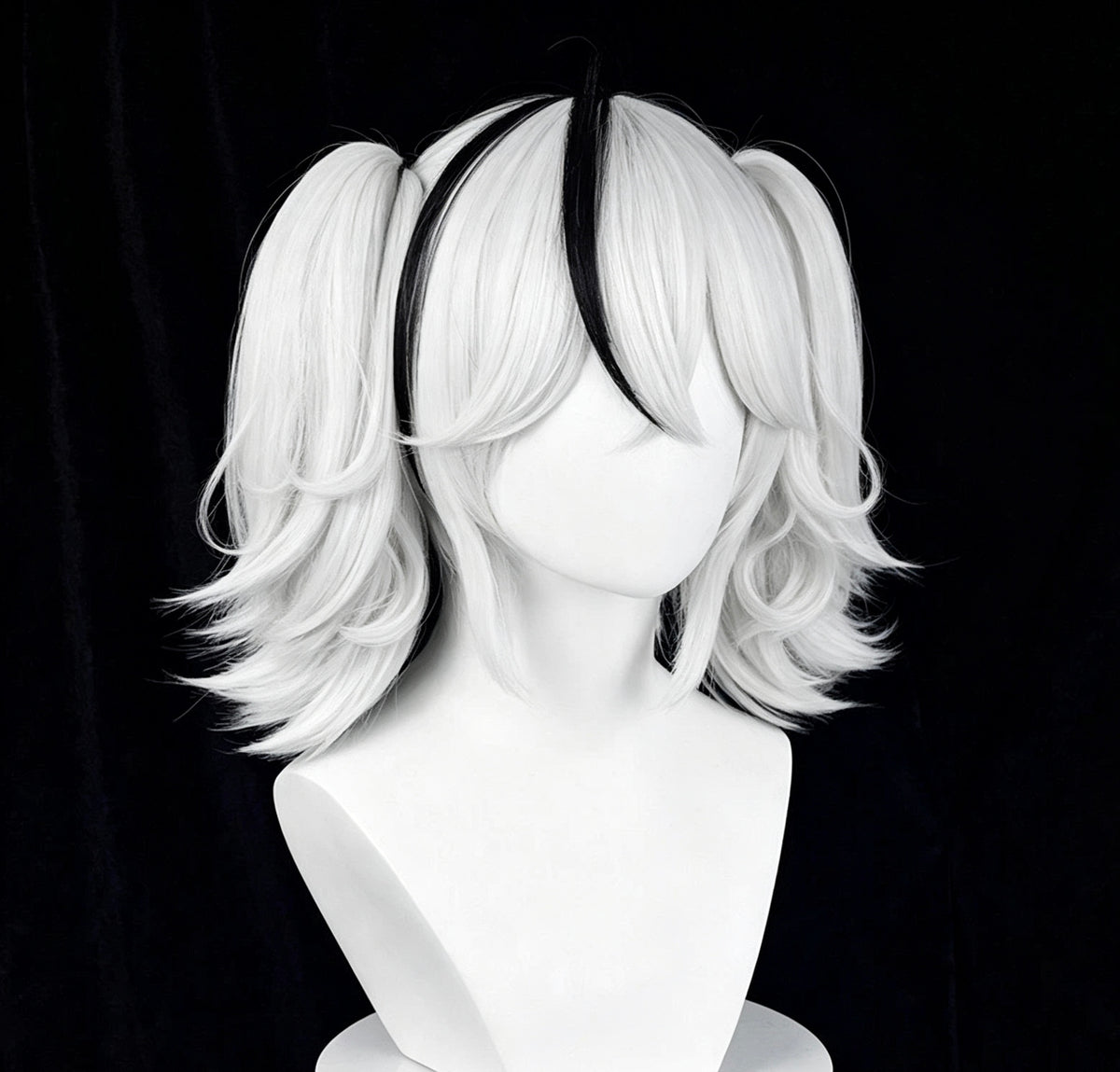 Wuthering   Waves Camellya   Short   White Black   Hair   Basic   Wig