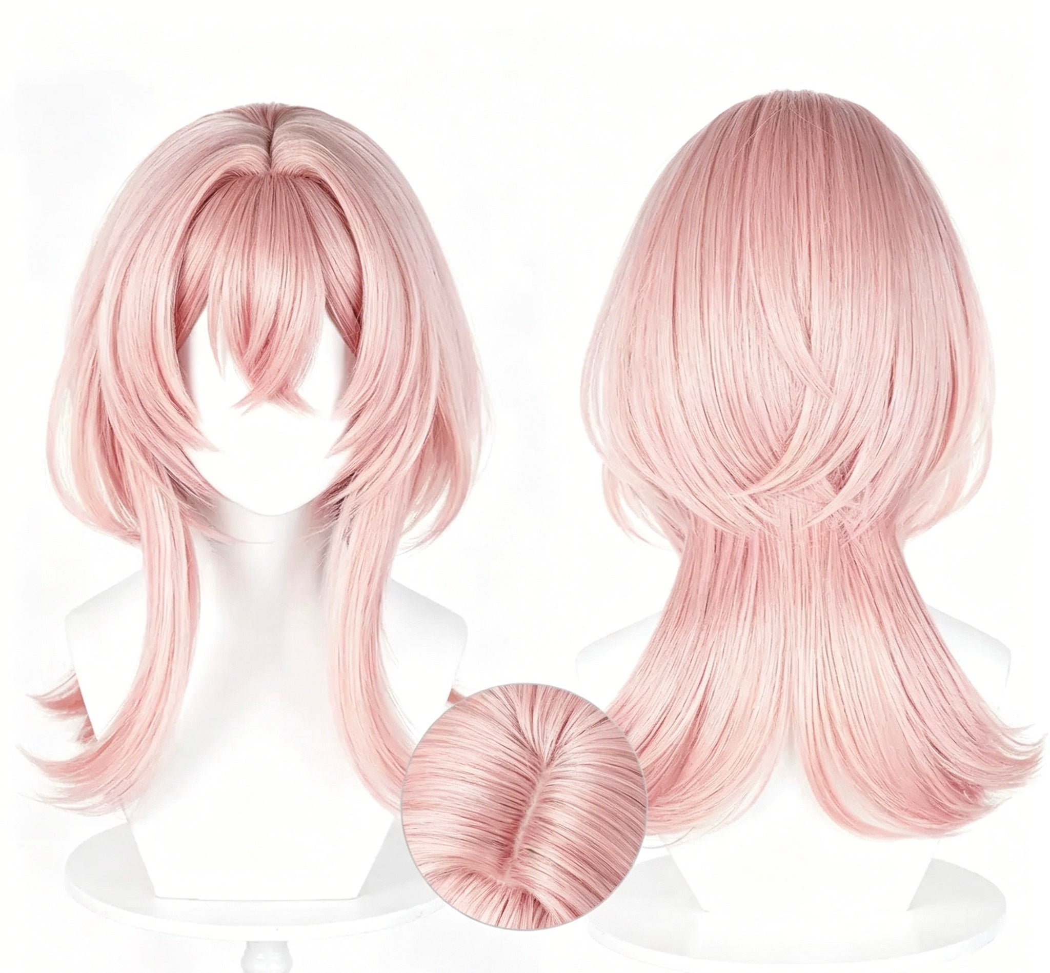Genshin   Impact   Linnea Light   Pink   Layered Medium   Length   Basic Wig