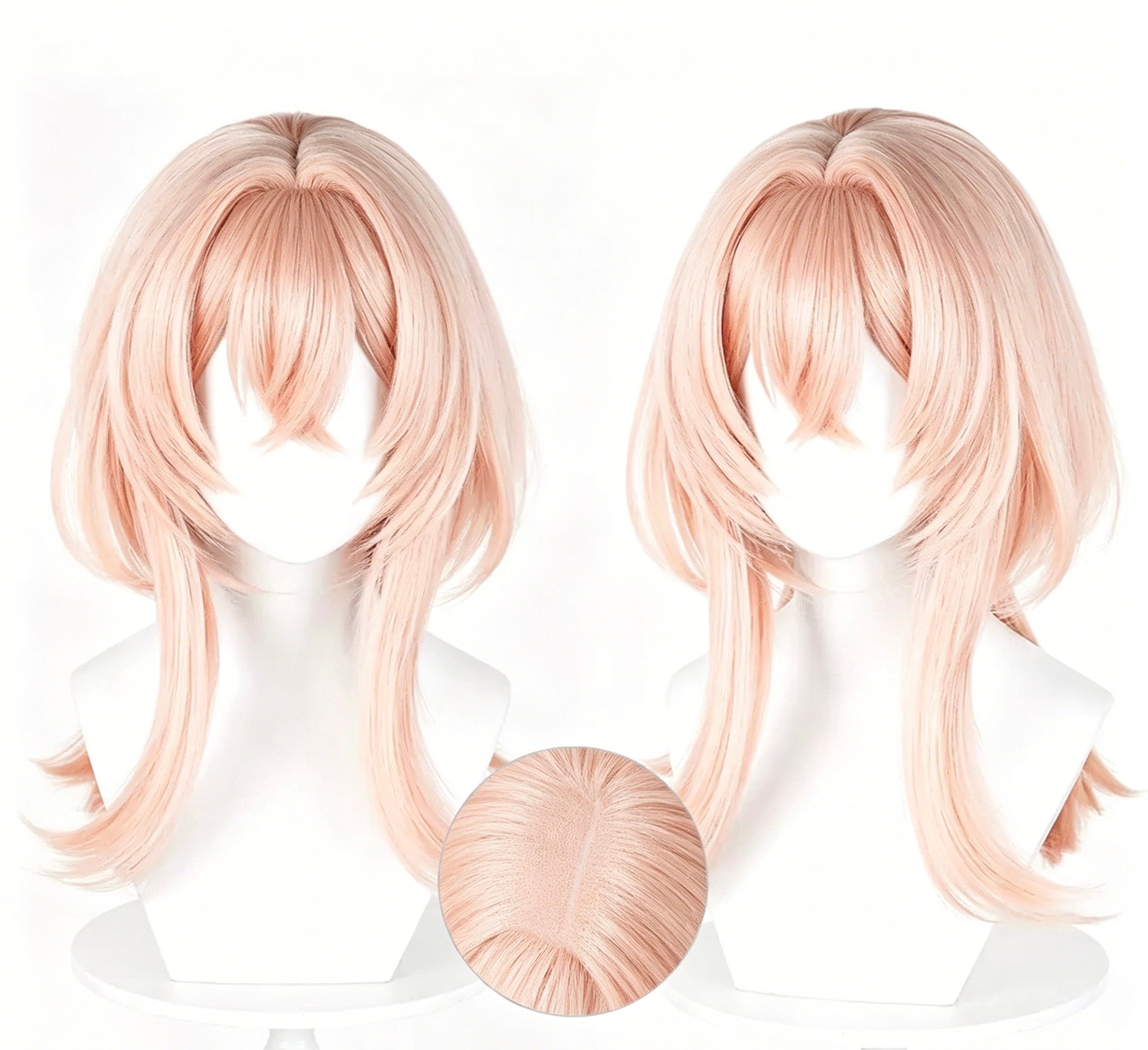 Genshin   Impact   Linnea Light   Pink   Layered Medium   Length   Basic Wig