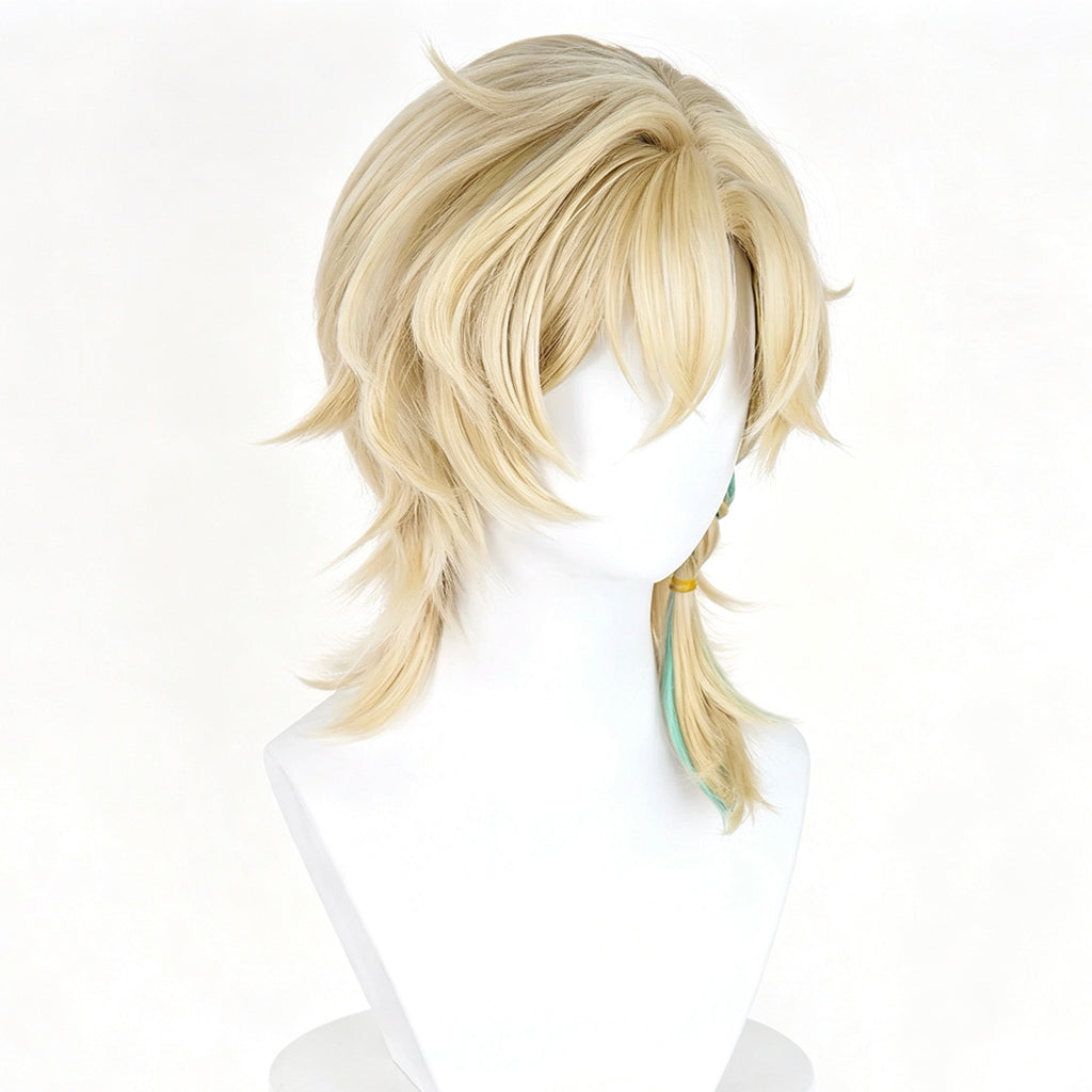 Honkai:   Star   Rail Aventurine   Light Cream   Gold   &   Mint Green   Ombre   Basic Wig