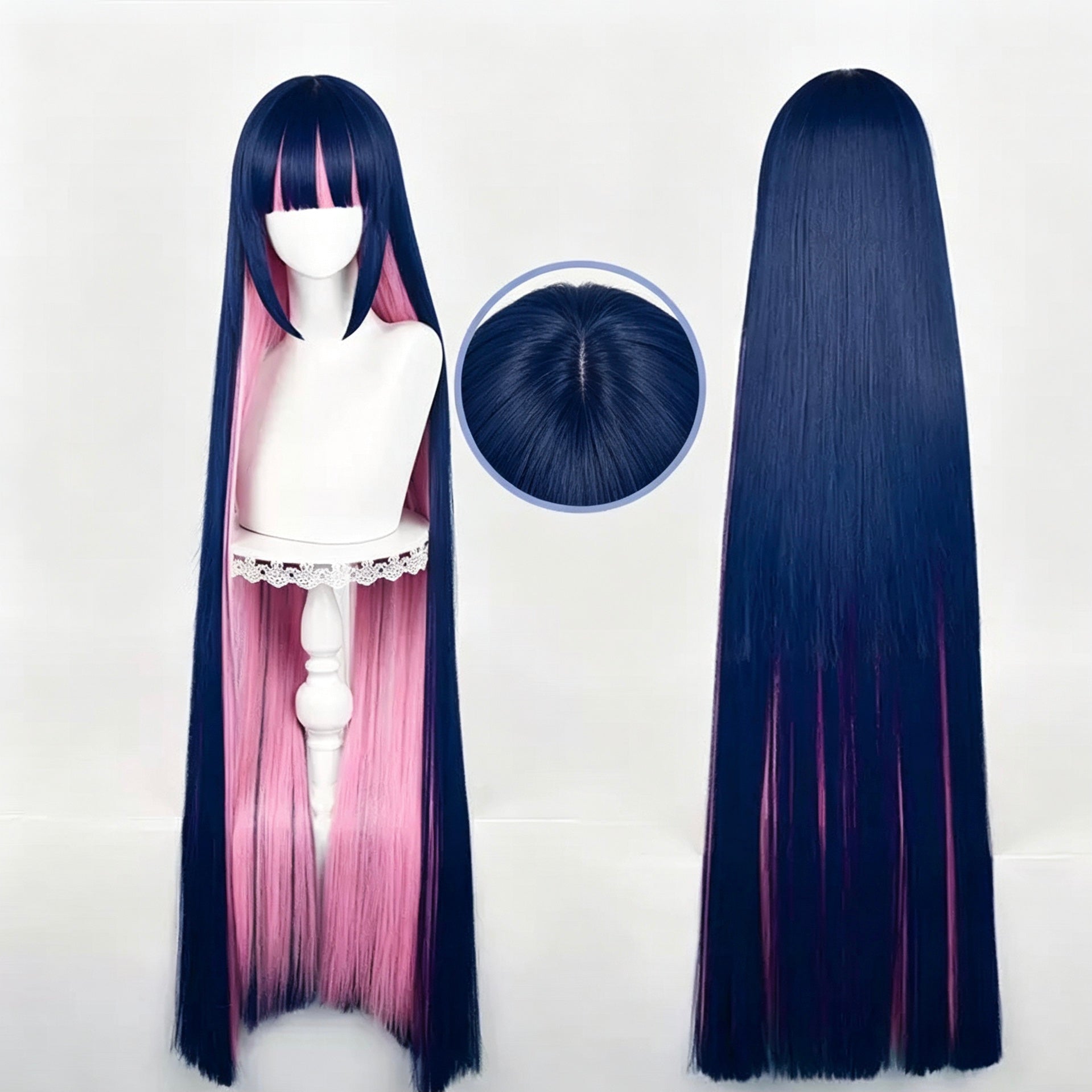 Panty   &   Stocking   with Garterbelt   Anarchy Stocking   Long   Pink and   Dark   Purple   Hair Basic   Wig