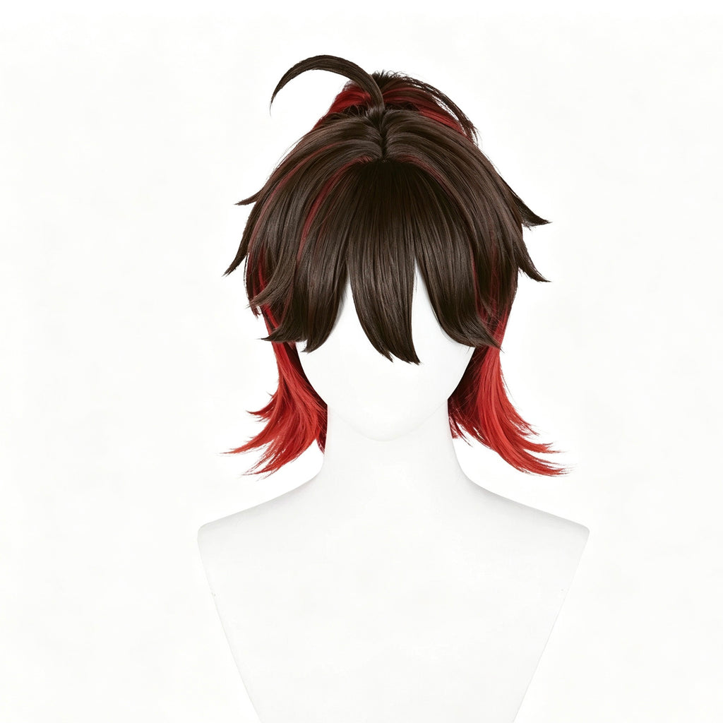Genshin   Impact Gaming   Short   Black Red   Hair   Basic   Wig