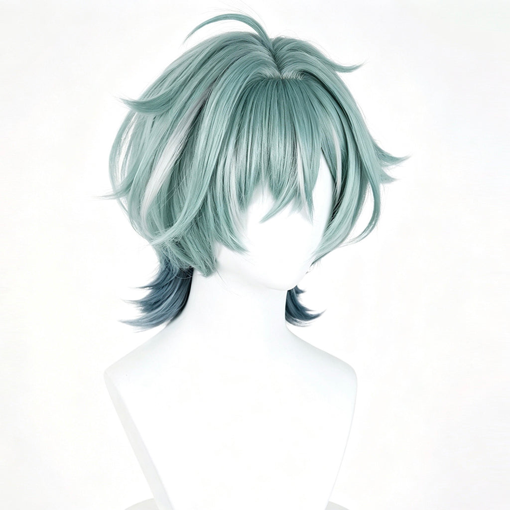 Genshin Impact Ororon Cosplay Wig | Mint Green Gradient Short Wig | Realistic Scalp | Heat Resistant Synthetic Hair