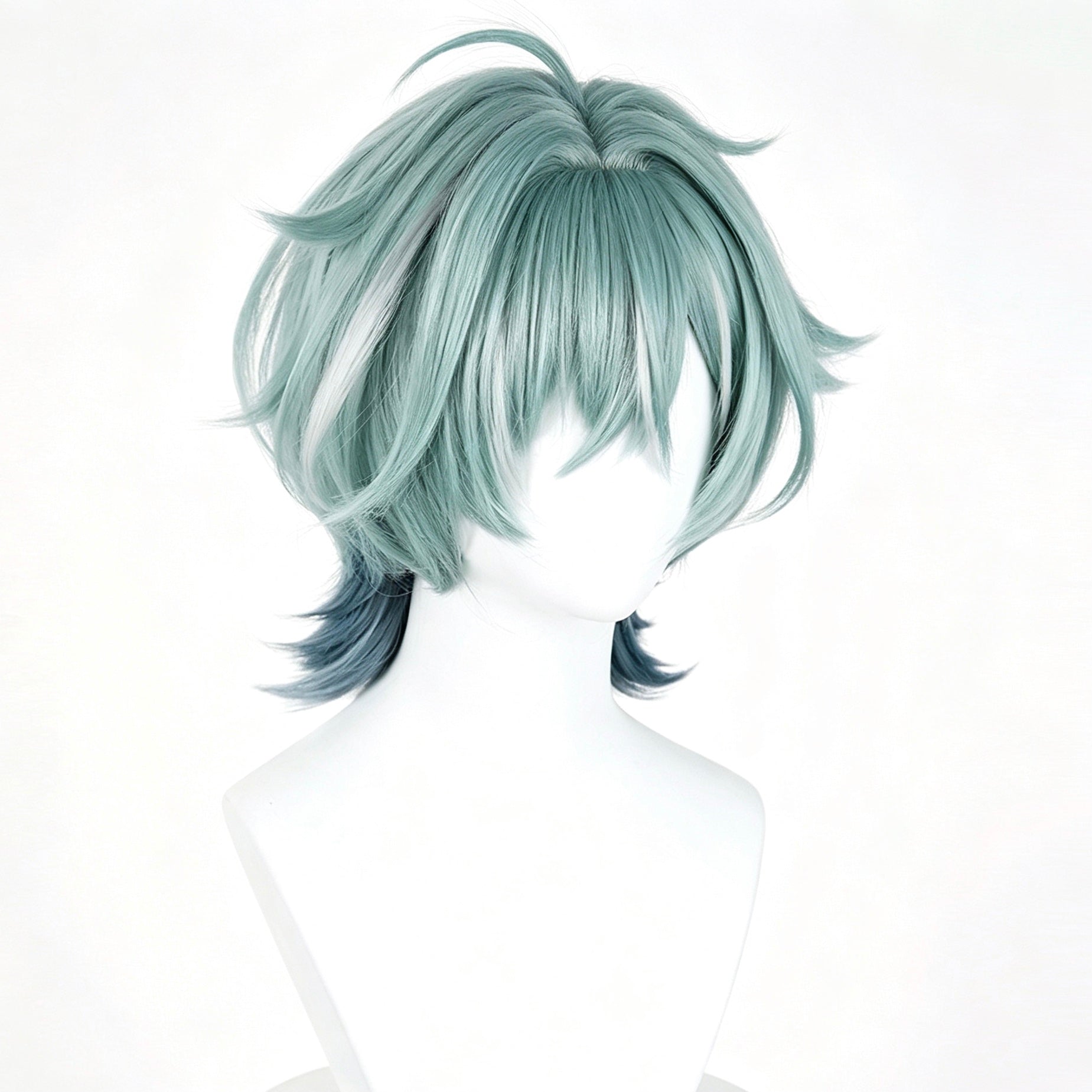 Genshin Impact Ororon Cosplay Wig | Mint Green Gradient Short Wig | Realistic Scalp | Heat Resistant Synthetic Hair