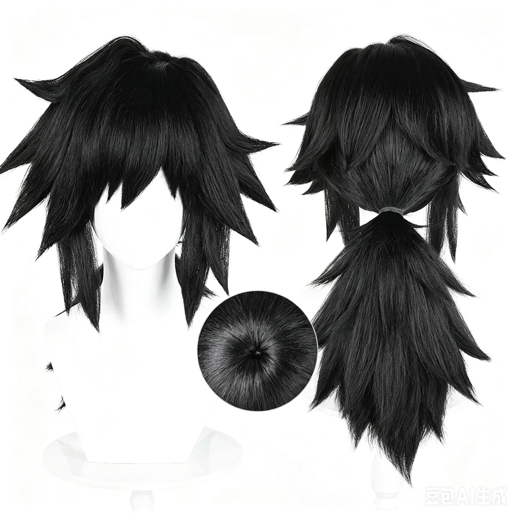 Demon   Slayer   Tomioka Giyuu   Short   Black   Hair Basic   Wig