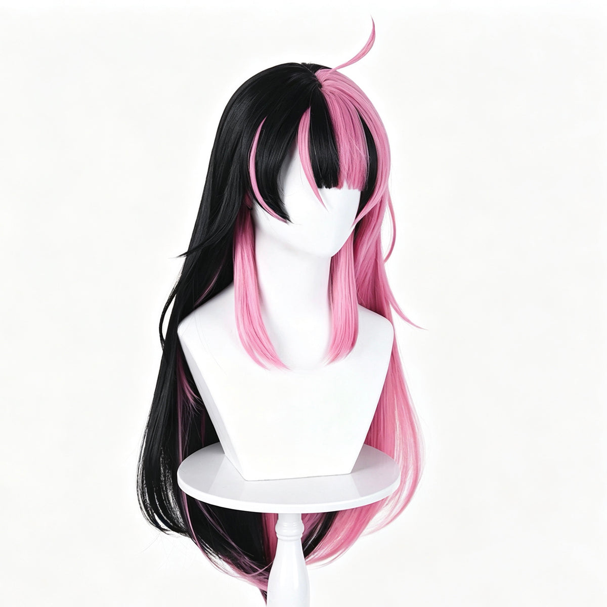 BangDream   MewType Sengoku   Yuno   Wig Half‑Black   Half‑Pink Split   Color   Realistic Scalp   Top   Long Straight