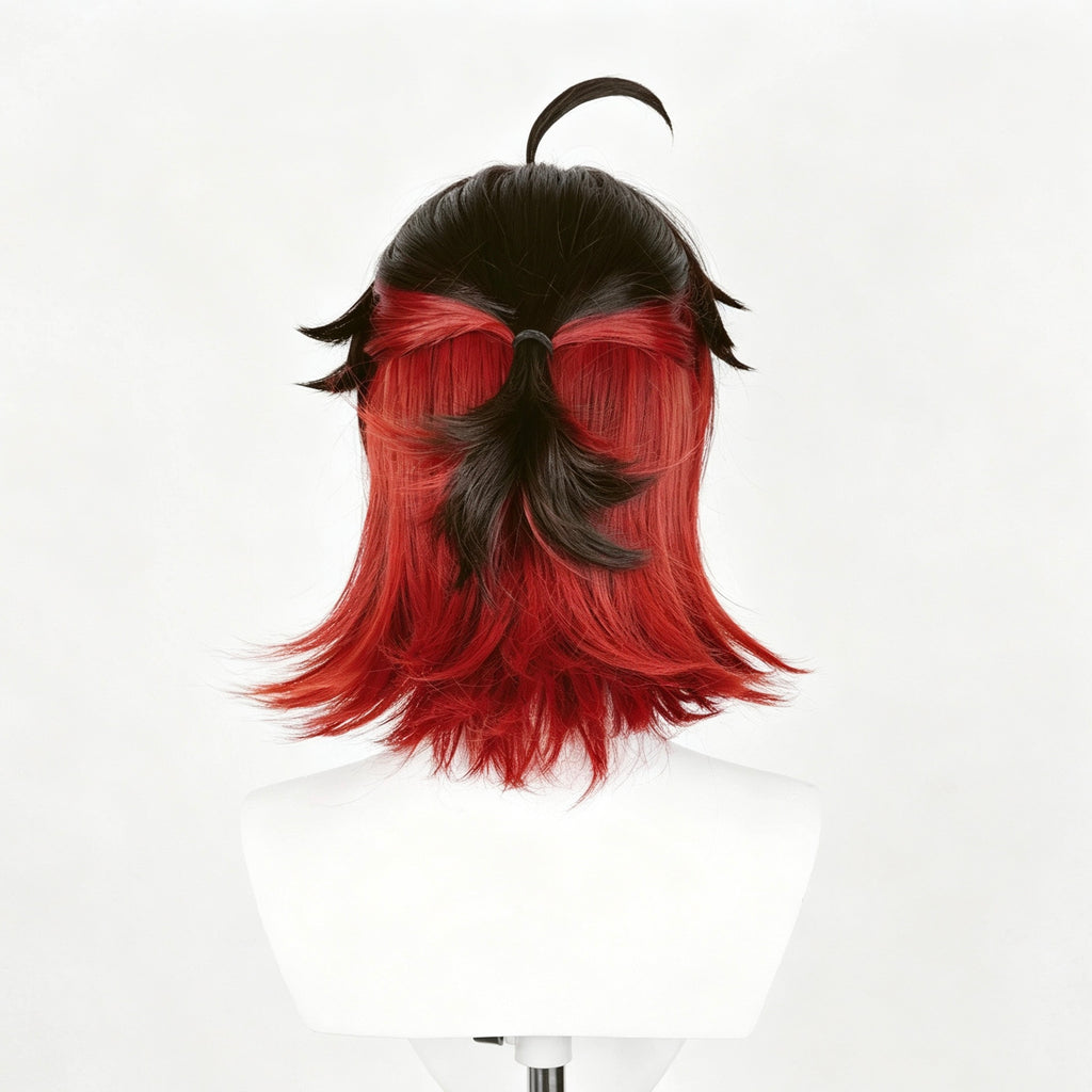 Genshin   Impact Gaming   Short   Black Red   Hair   Basic   Wig