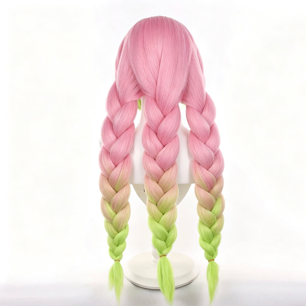 Demon   Slayer   Mitsuri Kanroji   Pink   Green Ombre   Braid   Basic   Wig