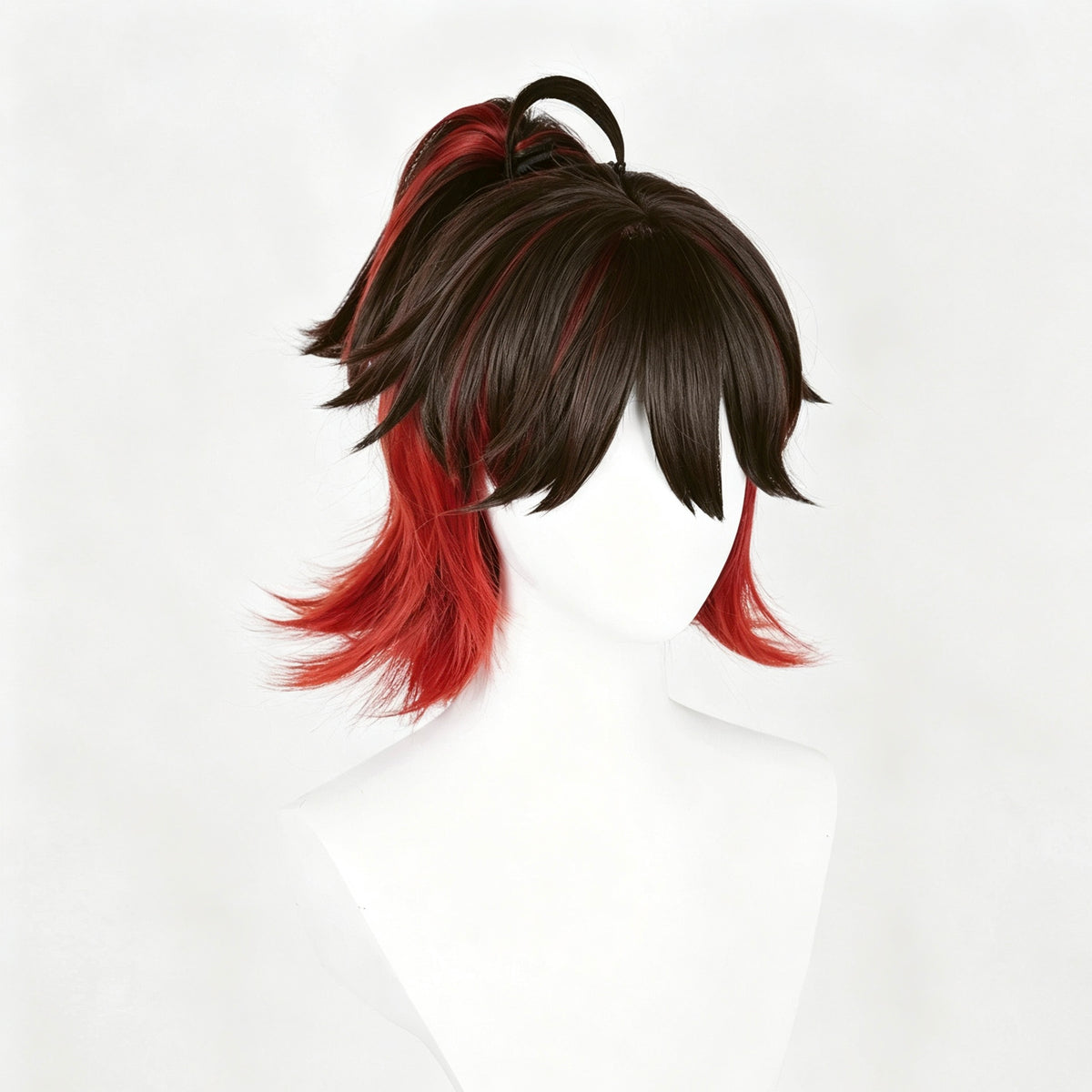 Genshin   Impact Gaming   Short   Black Red   Hair   Basic   Wig