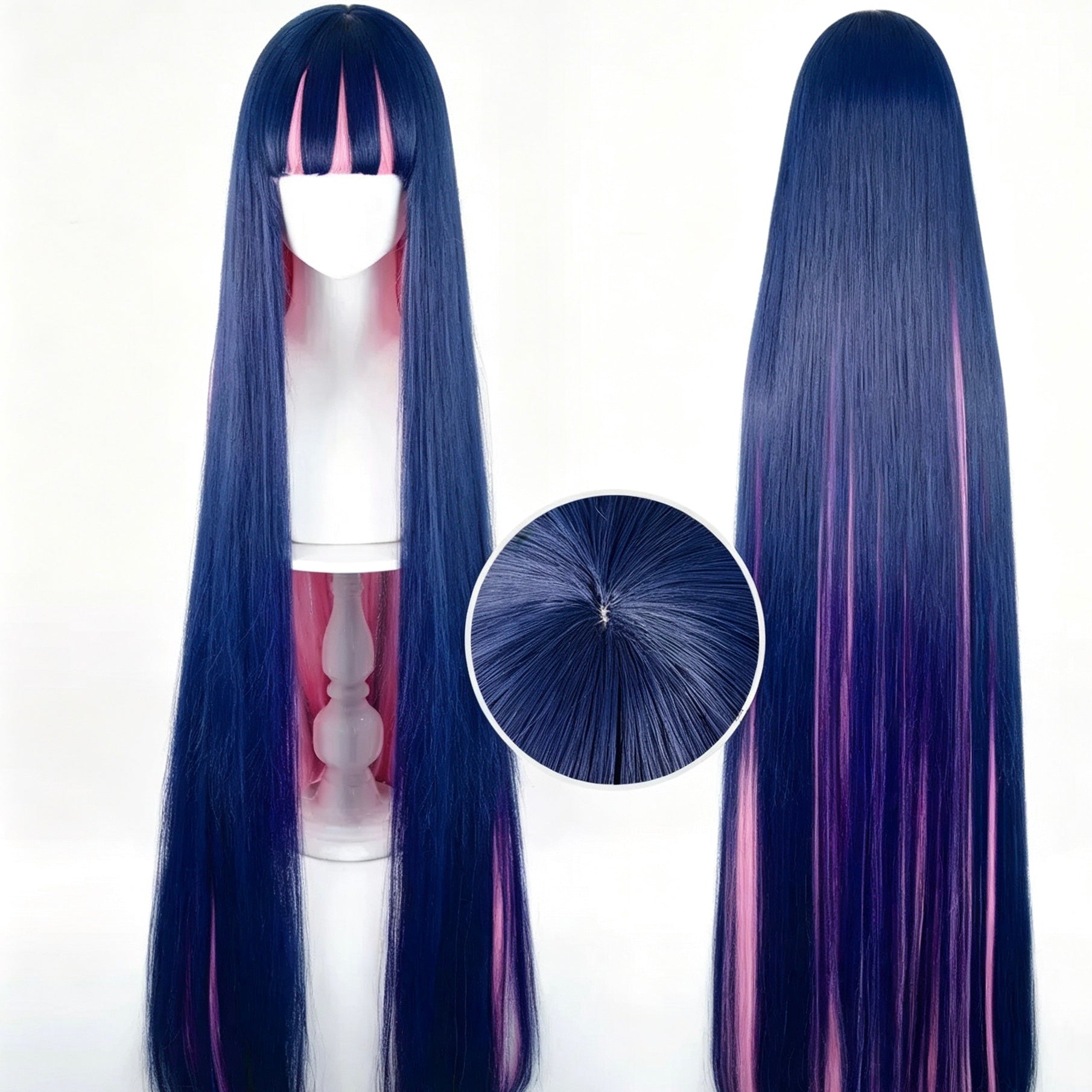 Panty   &   Stocking   with Garterbelt   Anarchy Stocking   Long   Pink and   Dark   Purple   Hair Basic   Wig