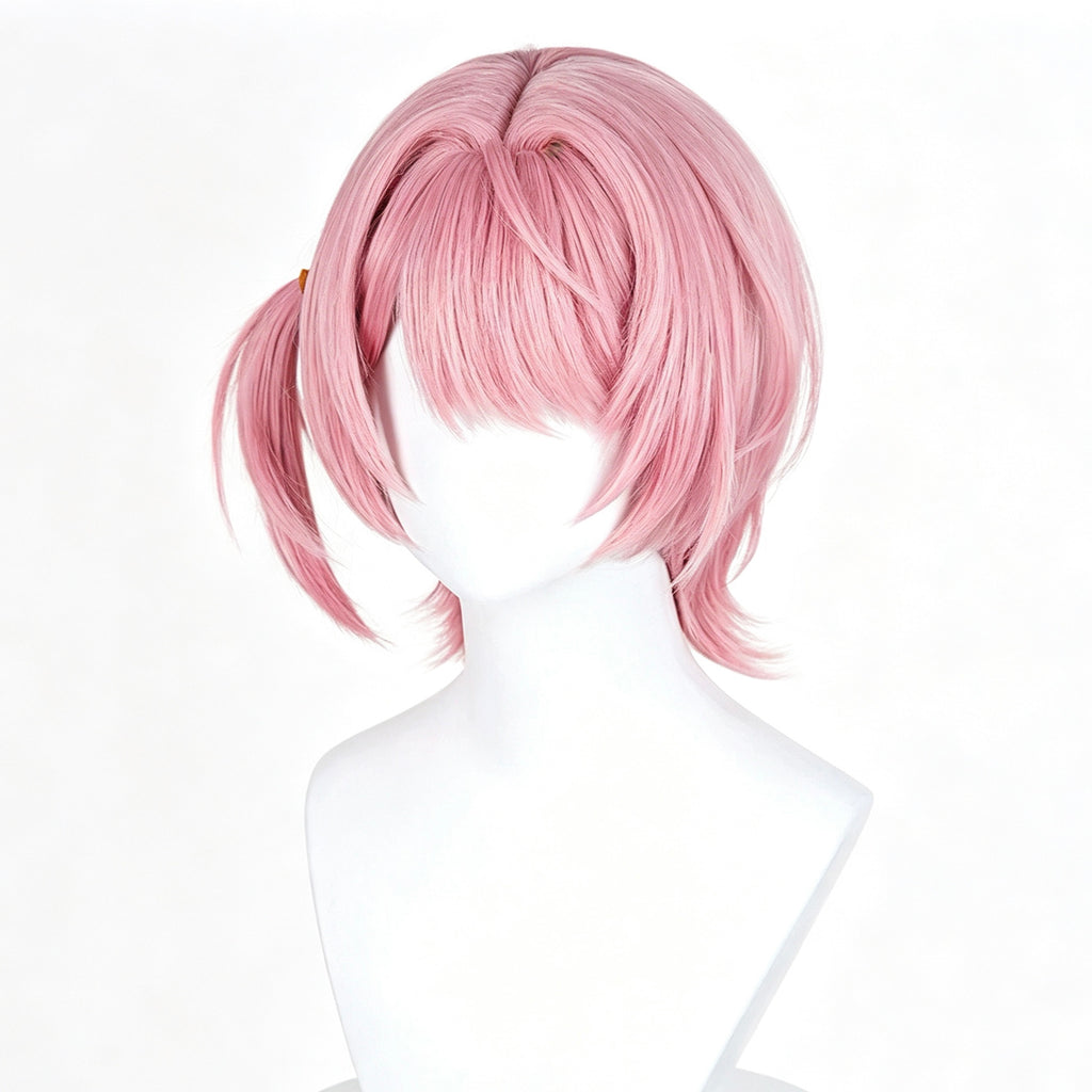 Genshin   Impact Charlotte   Hellock Variation   Sakura   Pink Short   Wig   Detachable Tiger   Clip   Mini   Ponytail Realistic   Scalp   Top Basic   Wig