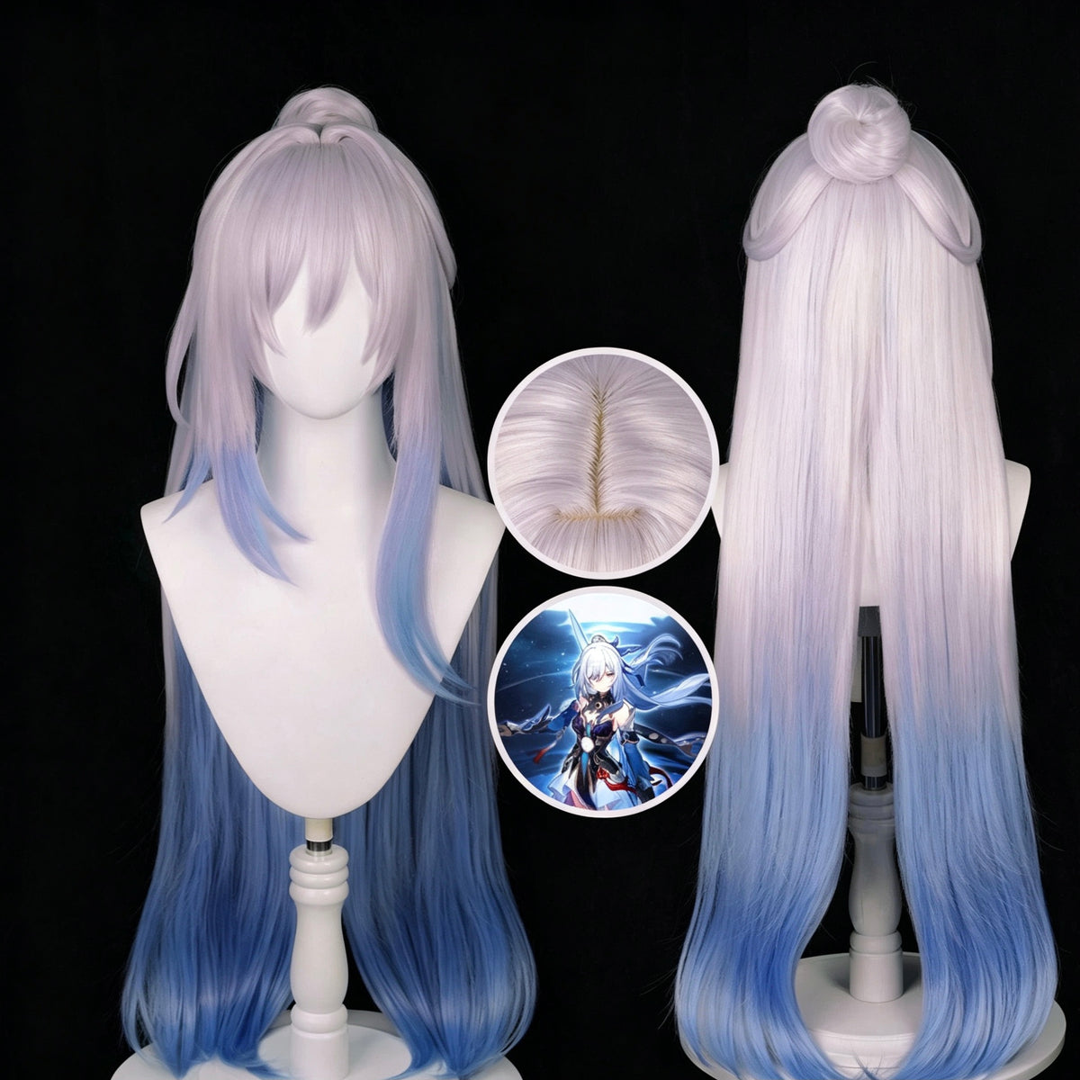 Honkai:   Star   Rail Jingliu   Long   White Blue   Hair   Basic   Wig