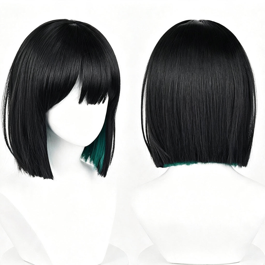 Alien   Stage   Sua   Short Black   Green   Hair   Basic Wig