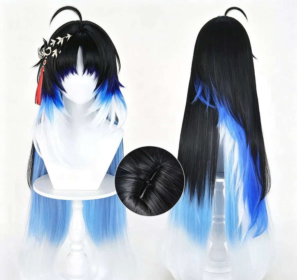 Wuthering   Waves Yangyang   Black   To Blue   White   Ombre Basic   Wig