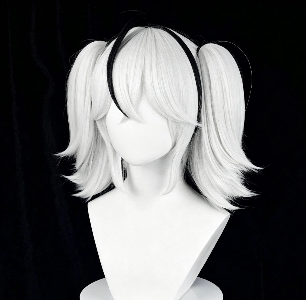 Wuthering   Waves Camellya   Short   White Black   Hair   Basic   Wig