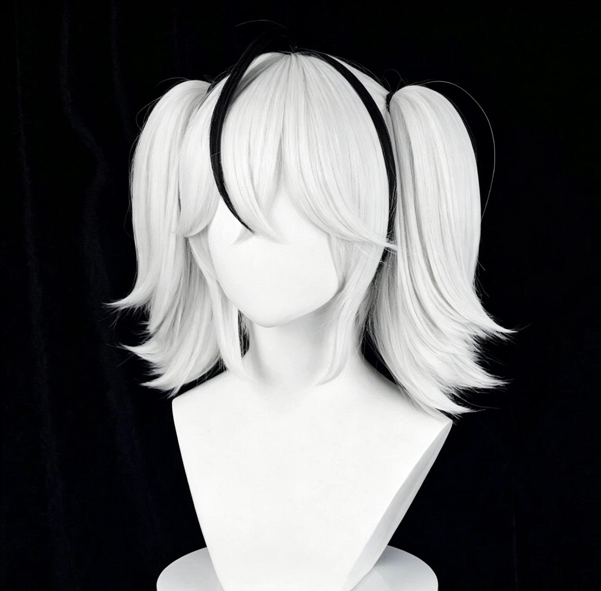 Wuthering   Waves Camellya   Short   White Black   Hair   Basic   Wig