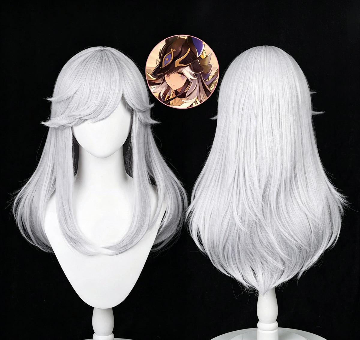 Genshin   Impact   Cyno Long   White   Hair   Basic Wig