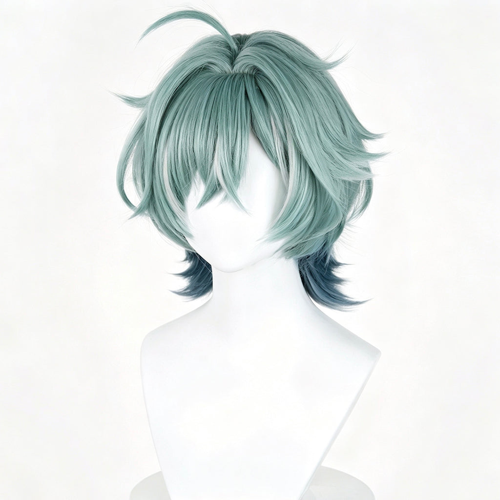 Genshin Impact Ororon Cosplay Wig | Mint Green Gradient Short Wig | Realistic Scalp | Heat Resistant Synthetic Hair