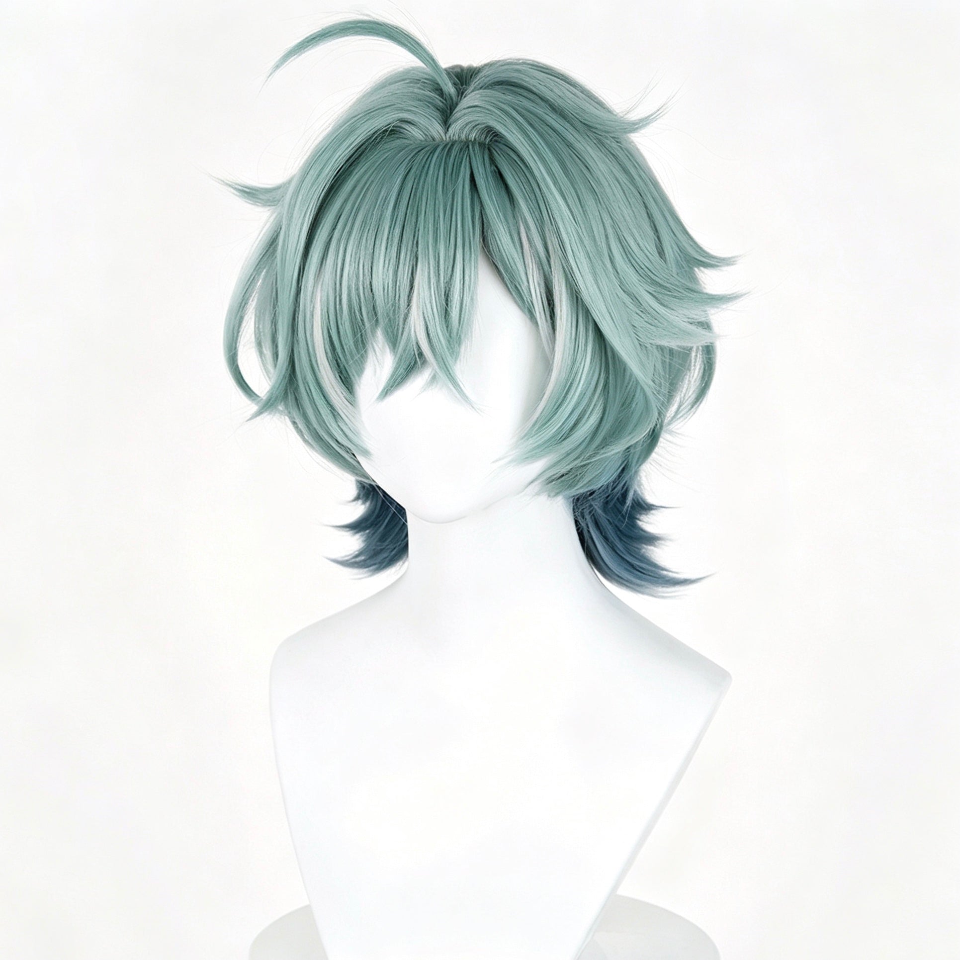 Genshin Impact Ororon Cosplay Wig | Mint Green Gradient Short Wig | Realistic Scalp | Heat Resistant Synthetic Hair