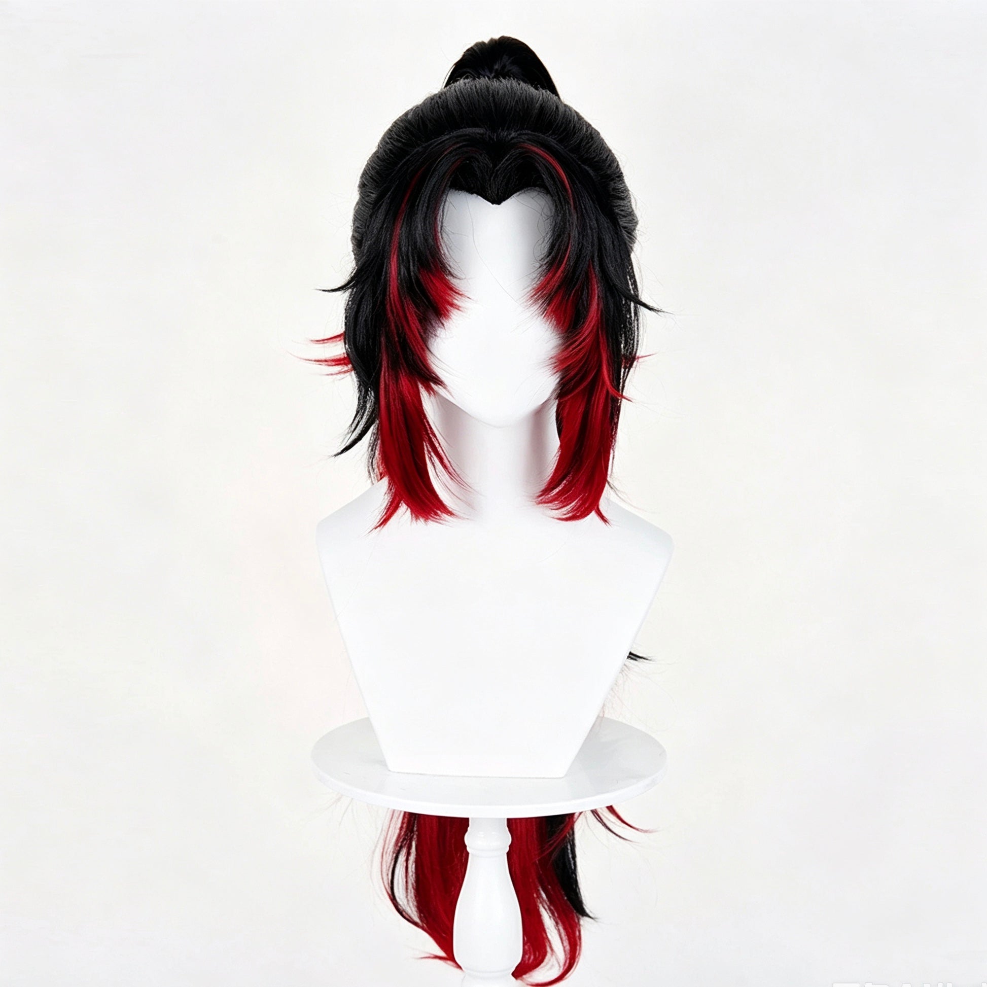 Demon   Slayer Tsugikuni   Yoriichi   Long Black   Red   Hair   Basic Wig