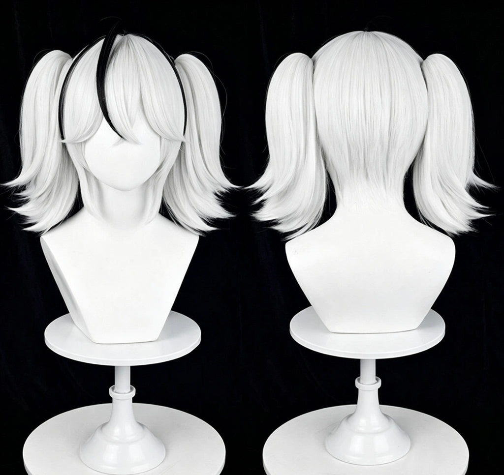Wuthering   Waves Camellya   Short   White Black   Hair   Basic   Wig