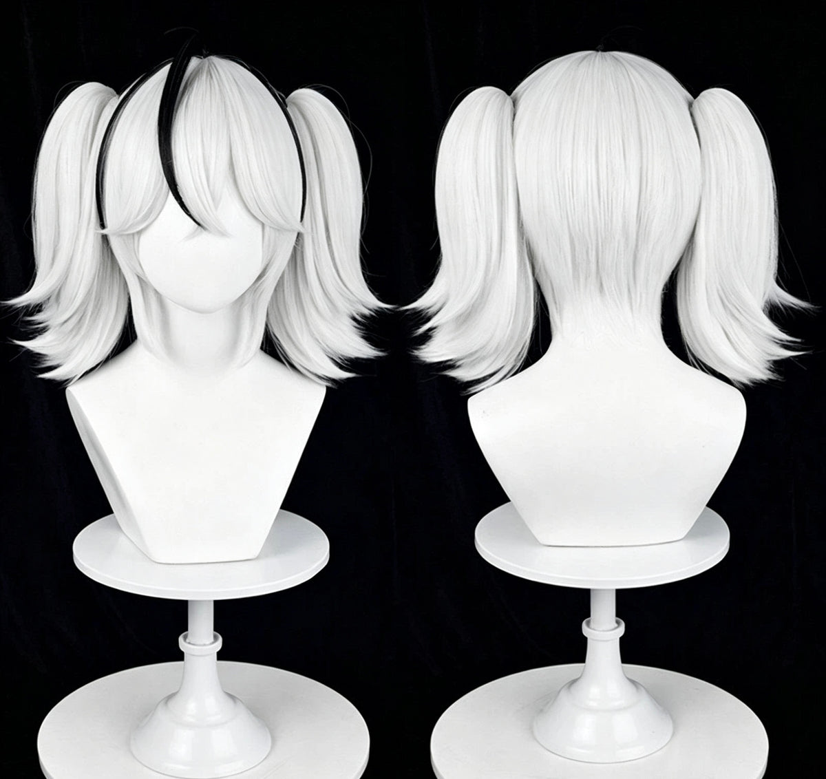 Wuthering   Waves Camellya   Short   White Black   Hair   Basic   Wig