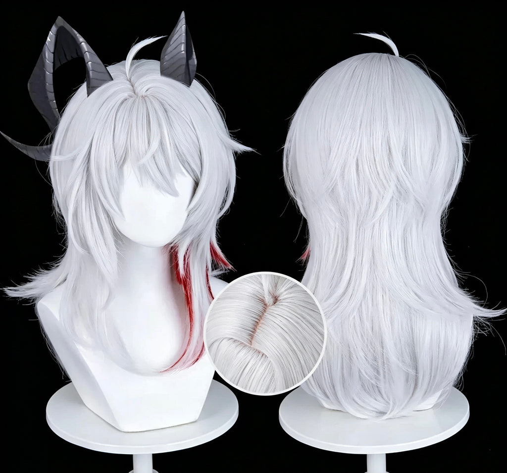 Wuthering   Waves   Zani Short   Silver   Red   Hair Basic   Wig