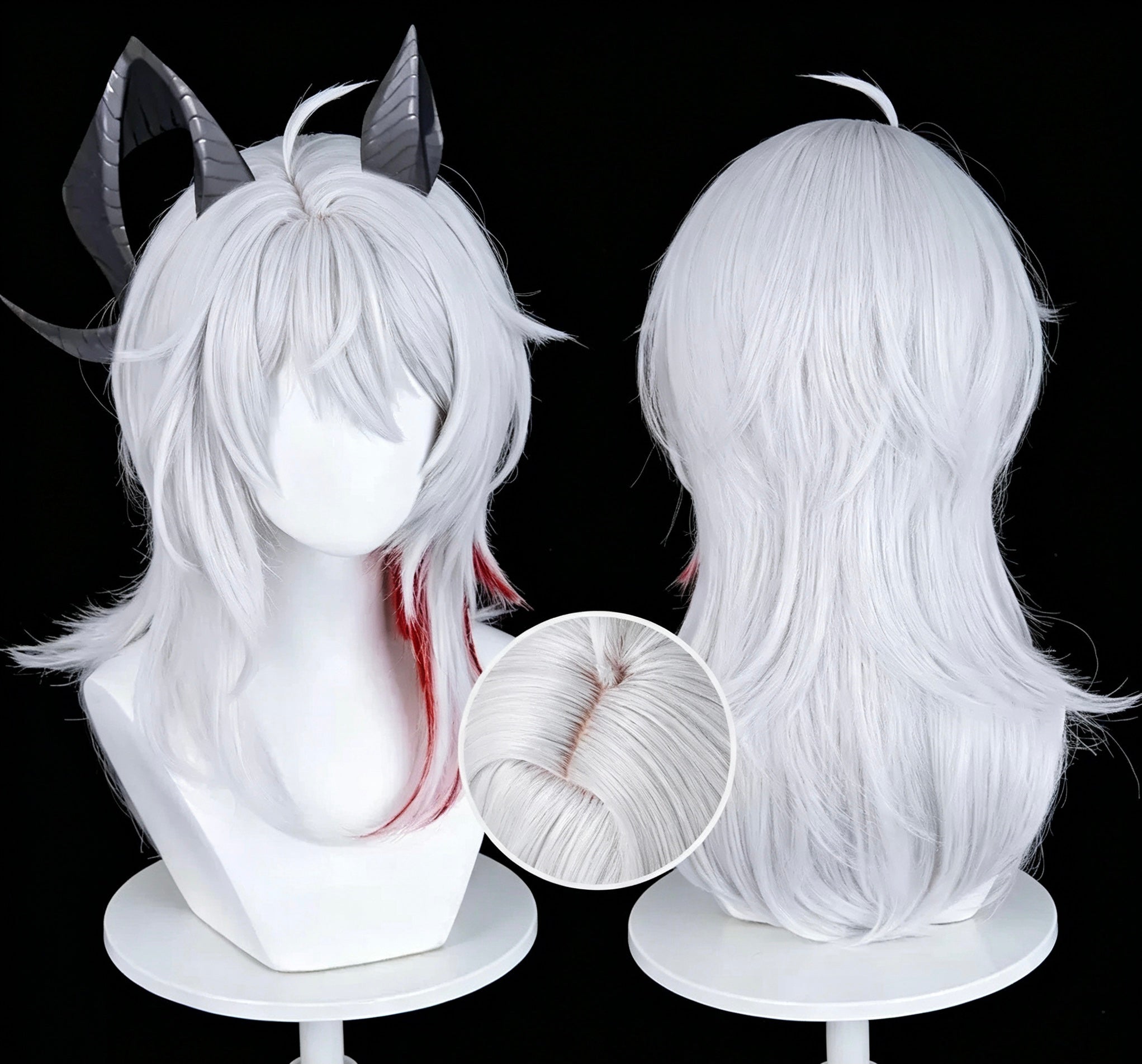 Wuthering   Waves   Zani Short   Silver   Red   Hair Basic   Wig