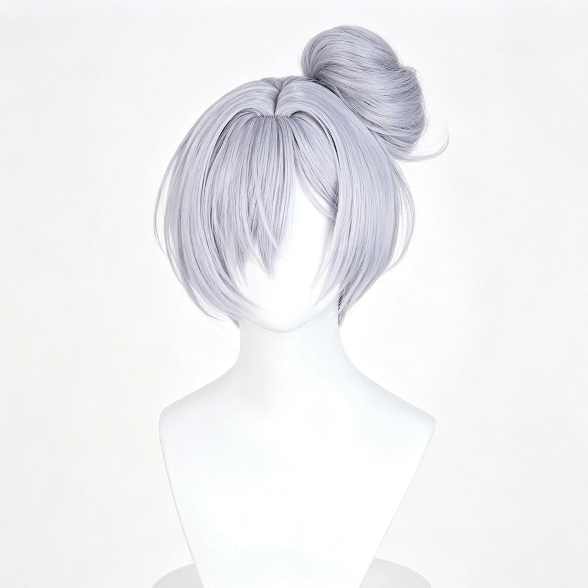 NIKKE   Goddess   of Victory   Cinderella Swimsuit   Wig   Light Gray   Purple Detachable   Split   Bun Realistic   Scalp   Top Basic   Wig