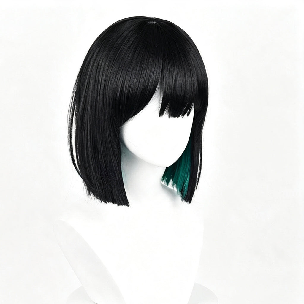 Alien   Stage   Sua   Short Black   Green   Hair   Basic Wig