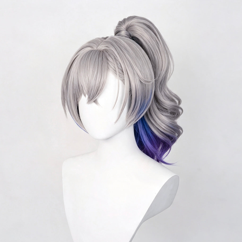 Honkai:   Star   Rail   Silver Wolf   Long   Silver Purple   Hair   Basic   Wig